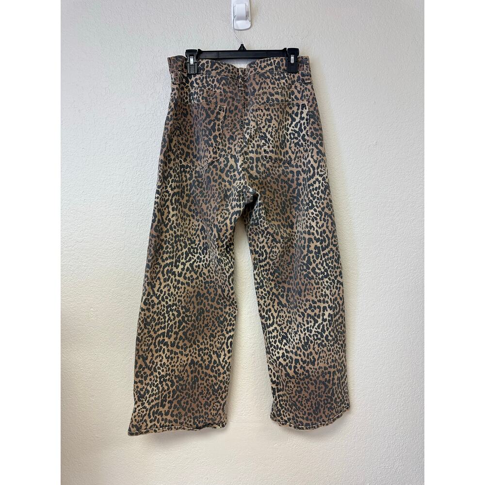 Gap Leopard Print High Rise Wide Leg Jeans Brown Black Size 12/31R - Picture 3 of 6